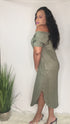 Summer Getaway | v neck dress (light olive)